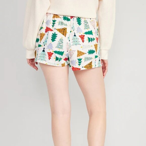 NWT Old Navy Flannel Boxer Pajama Sleep Shorts Lounge O Christmas Tree Women XL - Picture 3 of 6